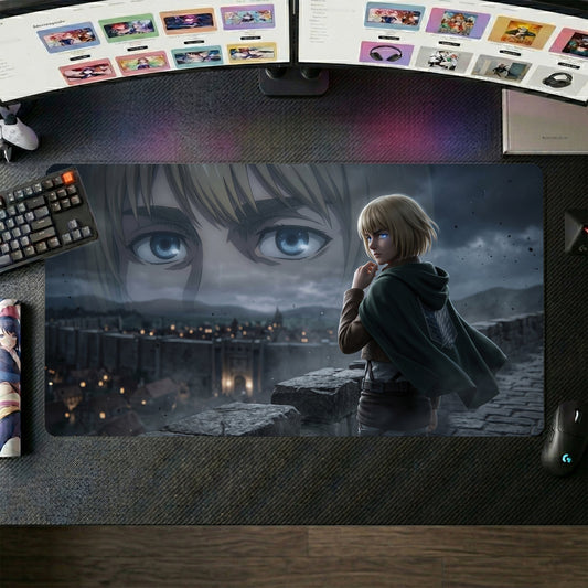 Eren anime mouse pad XL gaming desk mat Haunting Cityscape Cinematic Portrait