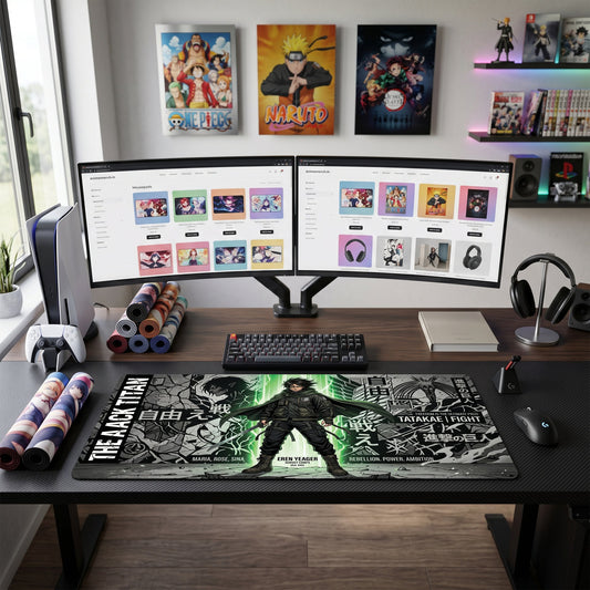 Eren Yeager anime mouse pad XL gaming desk mat Rebellion Power Ambition Cinematic