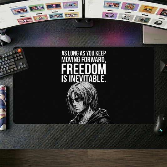 Eren anime mouse pad XL gaming desk mat Inspirational Quote Cinematic Portrait