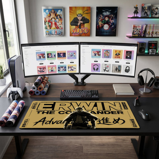 Erwin anime mouse pad XL gaming desk mat The Commander Dark Typographic Poster