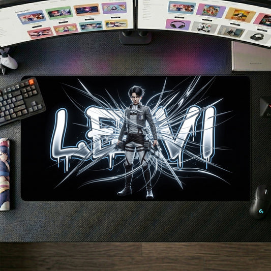 Levi anime mouse pad XL gaming desk mat Glowing Graffiti Streetwear Portrait