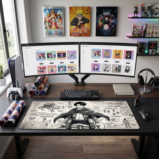 Levi anime mouse pad XL gaming desk mat Technical Illustration Cinematic Portrait