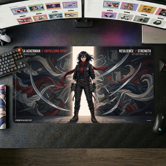 Mikasa Ackerman anime mouse pad XL gaming desk mat Unyielding Spirit Portrait