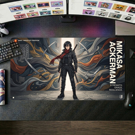 Mikasa Ackerman anime mouse pad XL gaming desk mat Wings Of Freedom Portrait