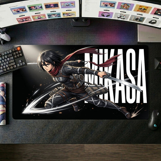 Mikasa Ackerman anime mouse pad XL gaming desk mat Dark Cinematic Silhouette