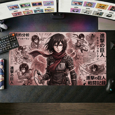 Mikasa Anime Mouse Pad ��� Manga Collage Red Scarf XL Gaming Desk Mat (60x30 cm)