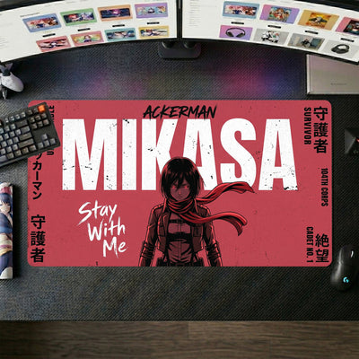 Mikasa Anime Mouse Pad ��� Red Scarf Portrait 1 XL Gaming Desk Mat (60x30 cm)