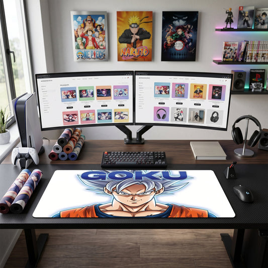 Goku anime mouse pad XL gaming desk mat Silver Hair Portrait