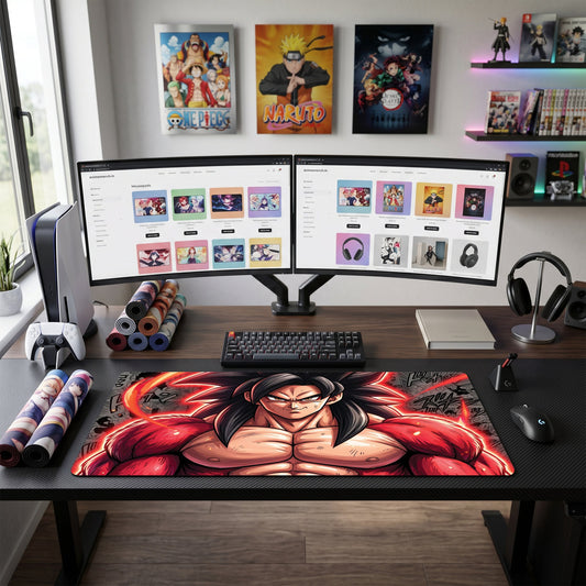 Goku anime mouse pad XL gaming desk mat Super Saiyan Red Aura