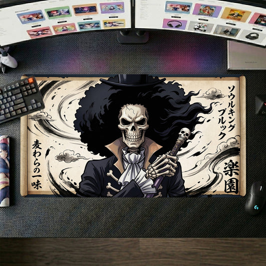 Brook anime mouse pad XL gaming desk mat Holding Sword Gothic