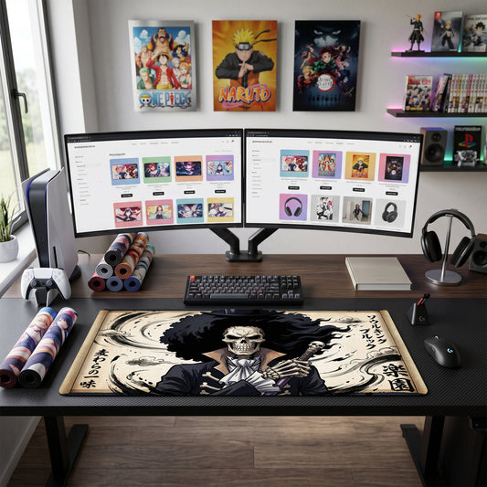 Brook anime mouse pad XL gaming desk mat Holding Sword Gothic