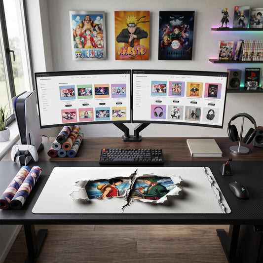 Luffy anime mouse pad XL gaming desk mat Back Turned Strawhat Zoro Three Swords Green