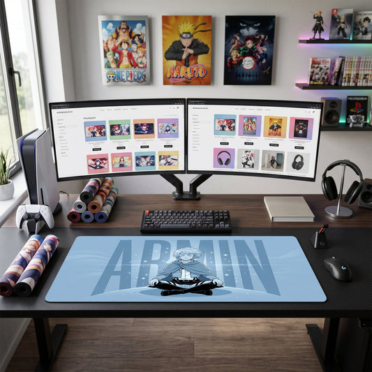 Armin anime mouse pad XL gaming desk mat Meditative Blue Manga Portrait