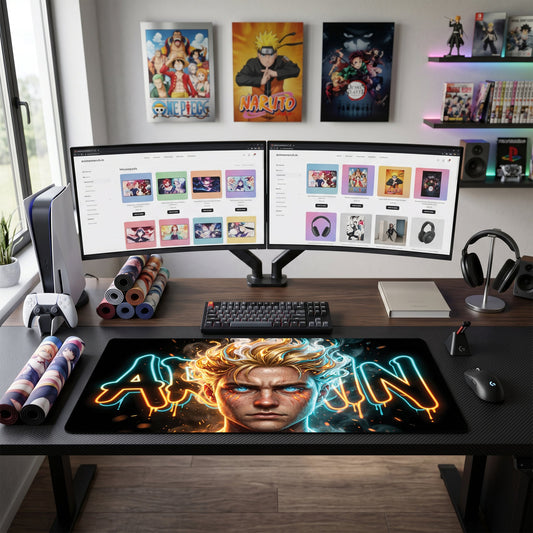 Armin anime mouse pad XL gaming desk mat Neon Flame Portrait