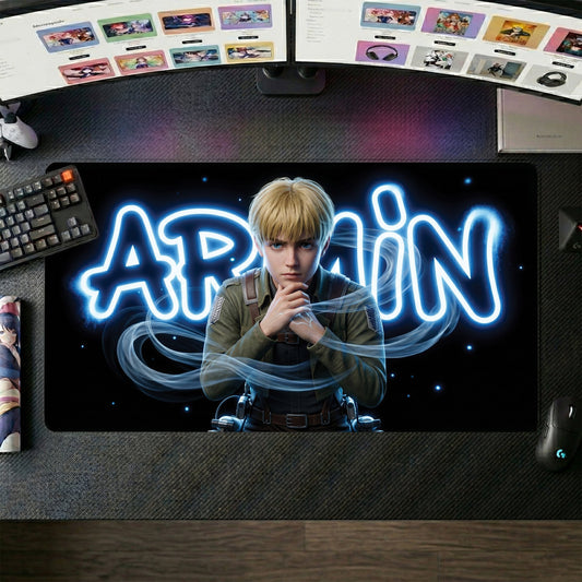 Armin anime mouse pad XL gaming desk mat Neon Glowing Cinematic Portrait