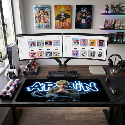 Armin anime mouse pad XL gaming desk mat Neon Glowing Cinematic Portrait