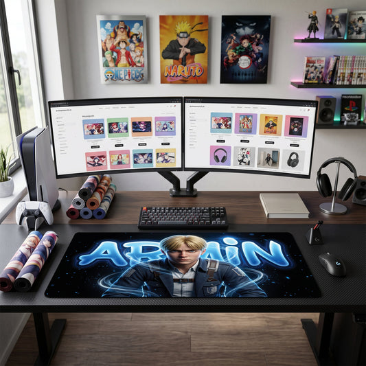 Armin anime mouse pad XL gaming desk mat Neon Glowing Cinematic Portrait 1