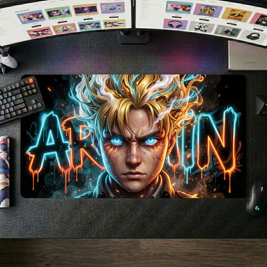 Armin anime mouse pad XL gaming desk mat Neon Graffiti Portrait