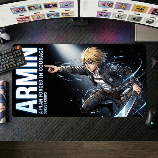 Armin anime mouse pad XL gaming desk mat Survey Corps Cinematic Action