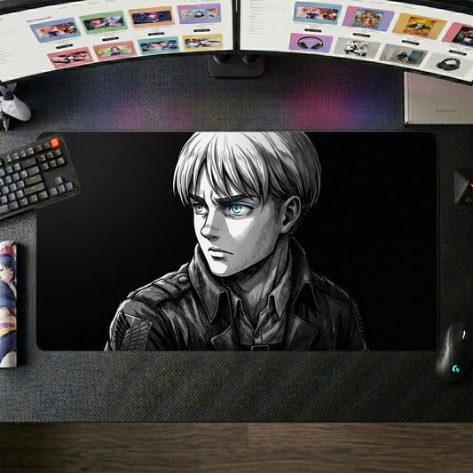 Armin anime mouse pad XL gaming desk mat In Monochrome Cinematic Portrait
