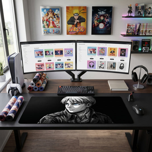Armin anime mouse pad XL gaming desk mat In Monochrome Cinematic Portrait