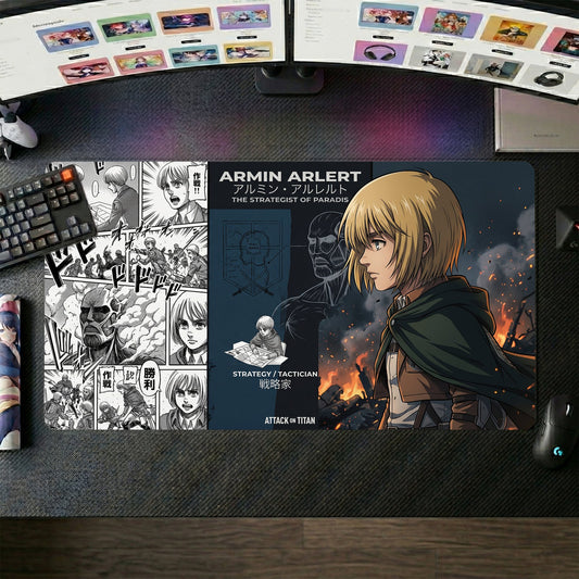 Armin Arlert anime mouse pad XL gaming desk mat Manga Cinematic Portrait