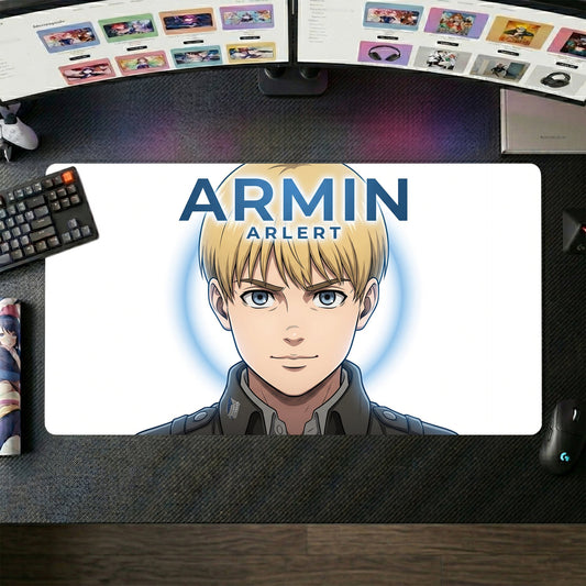 Armin Arlert anime mouse pad XL gaming desk mat Portrait Manga Style