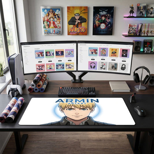 Armin Arlert anime mouse pad XL gaming desk mat Portrait Manga Style