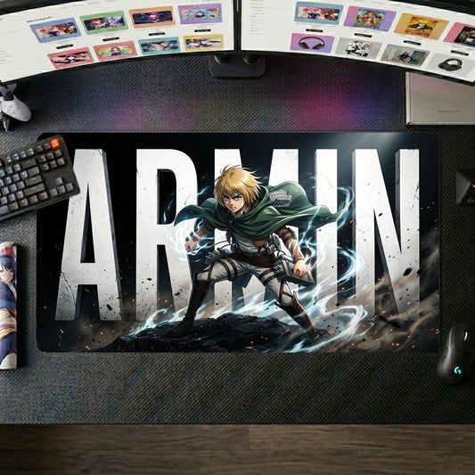 Armin anime mouse pad XL gaming desk mat Electric Heroic Cinematic Portrait