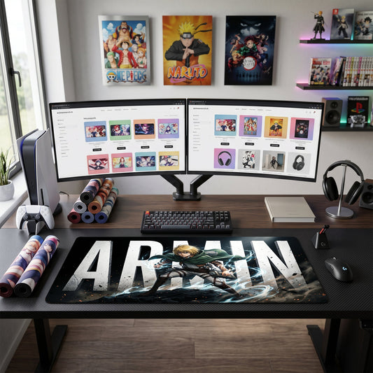 Armin anime mouse pad XL gaming desk mat Electric Heroic Cinematic Portrait