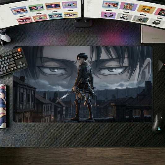 Eren anime mouse pad XL gaming desk mat Angry Eyes Cinematic Portrait