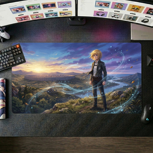 Eren anime mouse pad XL gaming desk mat Blonde Hair Cinematic Landscape