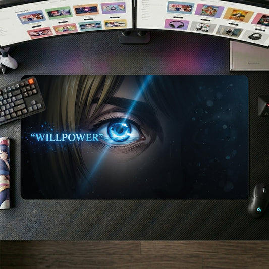 Eren anime mouse pad XL gaming desk mat Blue Eye Cinematic Portrait