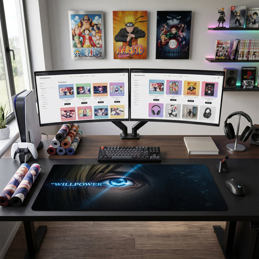 Eren anime mouse pad XL gaming desk mat Blue Eye Cinematic Portrait