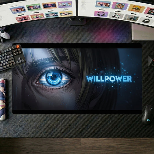 Eren anime mouse pad XL gaming desk mat Blue Eye Cinematic Willpower