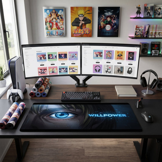 Eren anime mouse pad XL gaming desk mat Blue Eye Cinematic Willpower