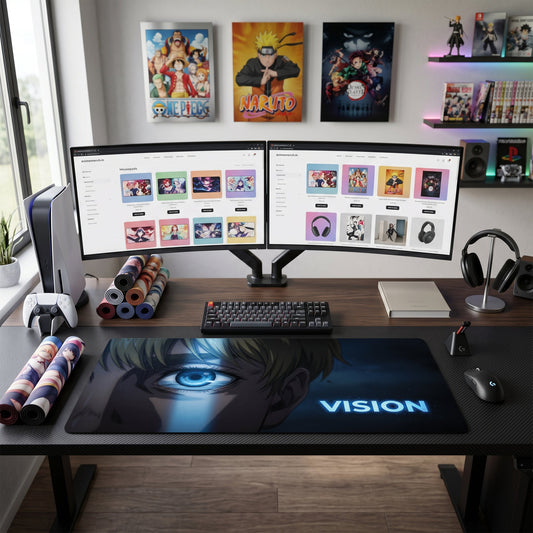 Eren anime mouse pad XL gaming desk mat Blue Vision Cinematic Portrait