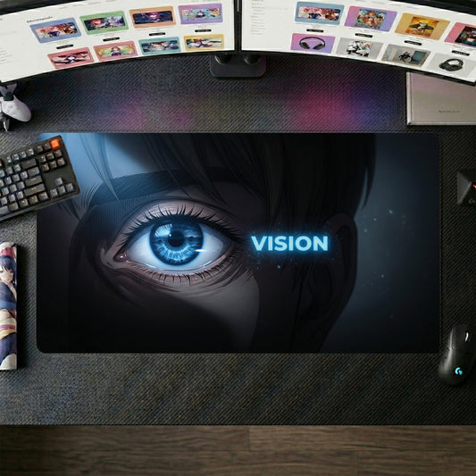 Eren anime mouse pad XL gaming desk mat Blue Vision Cinematic Portrait 1