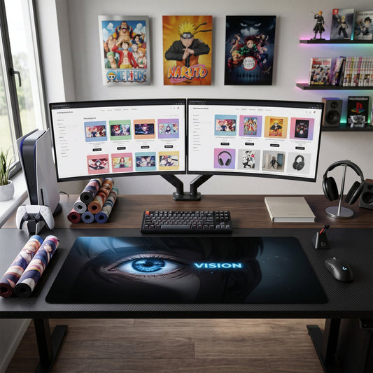 Eren anime mouse pad XL gaming desk mat Blue Vision Cinematic Portrait 1