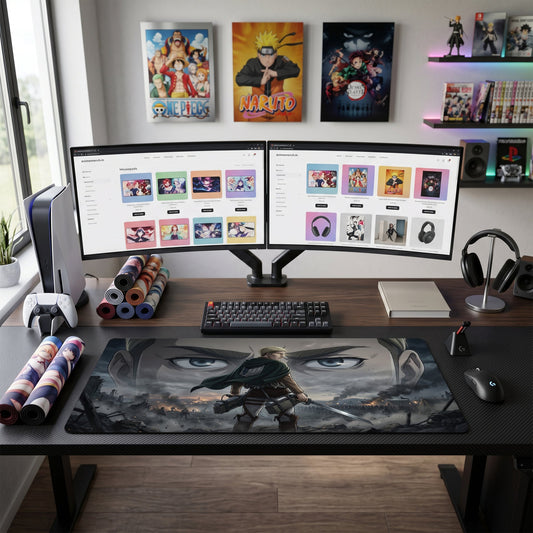 Eren anime mouse pad XL gaming desk mat Cinematic Battle Scarred Portrait
