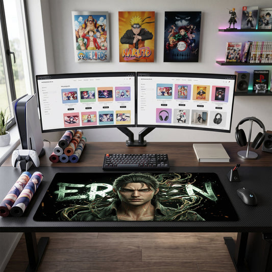 Eren anime mouse pad XL gaming desk mat Dark Cinematic Portrait