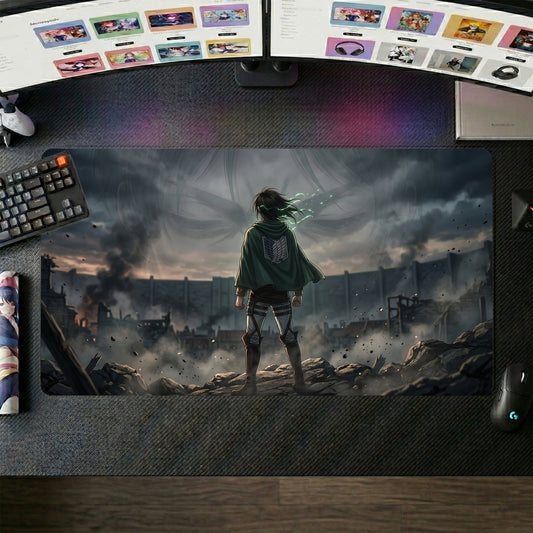 Eren anime mouse pad XL gaming desk mat Desolate Landscape Cinematic