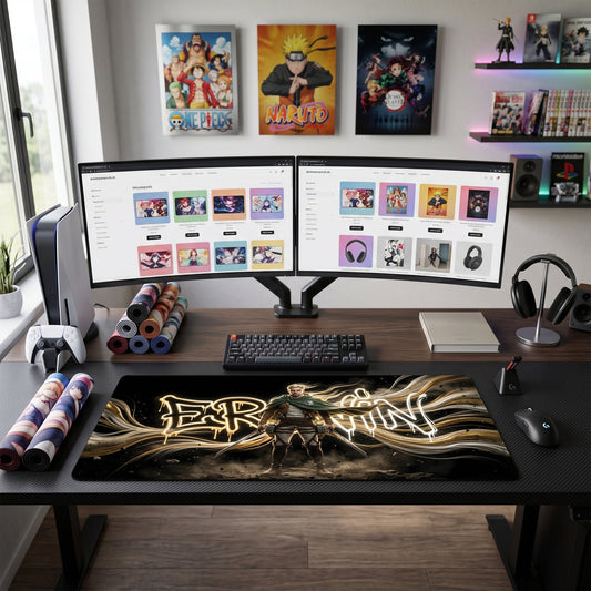 Eren anime mouse pad XL gaming desk mat Graffiti Neon Portrait
