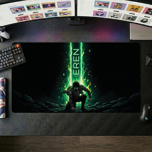 Eren anime mouse pad XL gaming desk mat Green Empowerment Cinematic