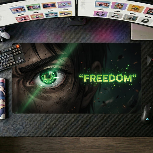 Eren anime mouse pad XL gaming desk mat Green Eye Cinematic Freedom