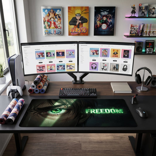 Eren anime mouse pad XL gaming desk mat Green Eye Cinematic Freedom 1