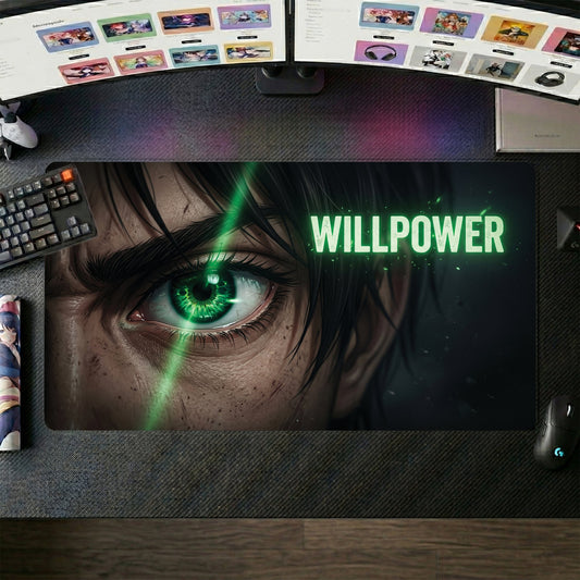 Eren anime mouse pad XL gaming desk mat Green Eye Cinematic Portrait