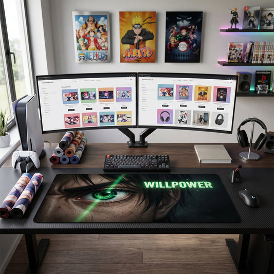 Eren anime mouse pad XL gaming desk mat Green Eye Cinematic Portrait