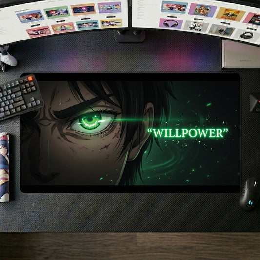 Eren anime mouse pad XL gaming desk mat Green Eye Cinematic Willpower