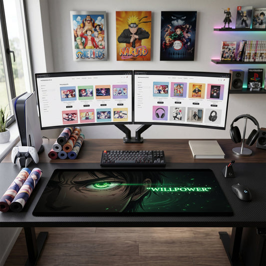 Eren anime mouse pad XL gaming desk mat Green Eye Cinematic Willpower